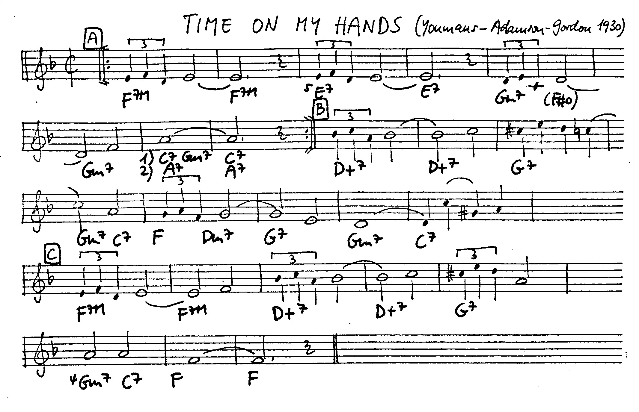 time on my hands leadsheet – book us for your next 20s or gatsby event